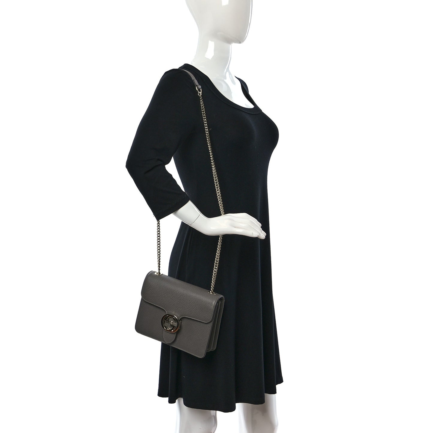 Dollar Calfskin Small Interlocking G Shoulder Bag Loess
