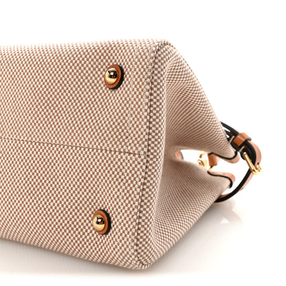 Valentino Garavani Jacquard Canvas Small Vlogo Antibes Shopping Bag Camel Natural 9 of 9