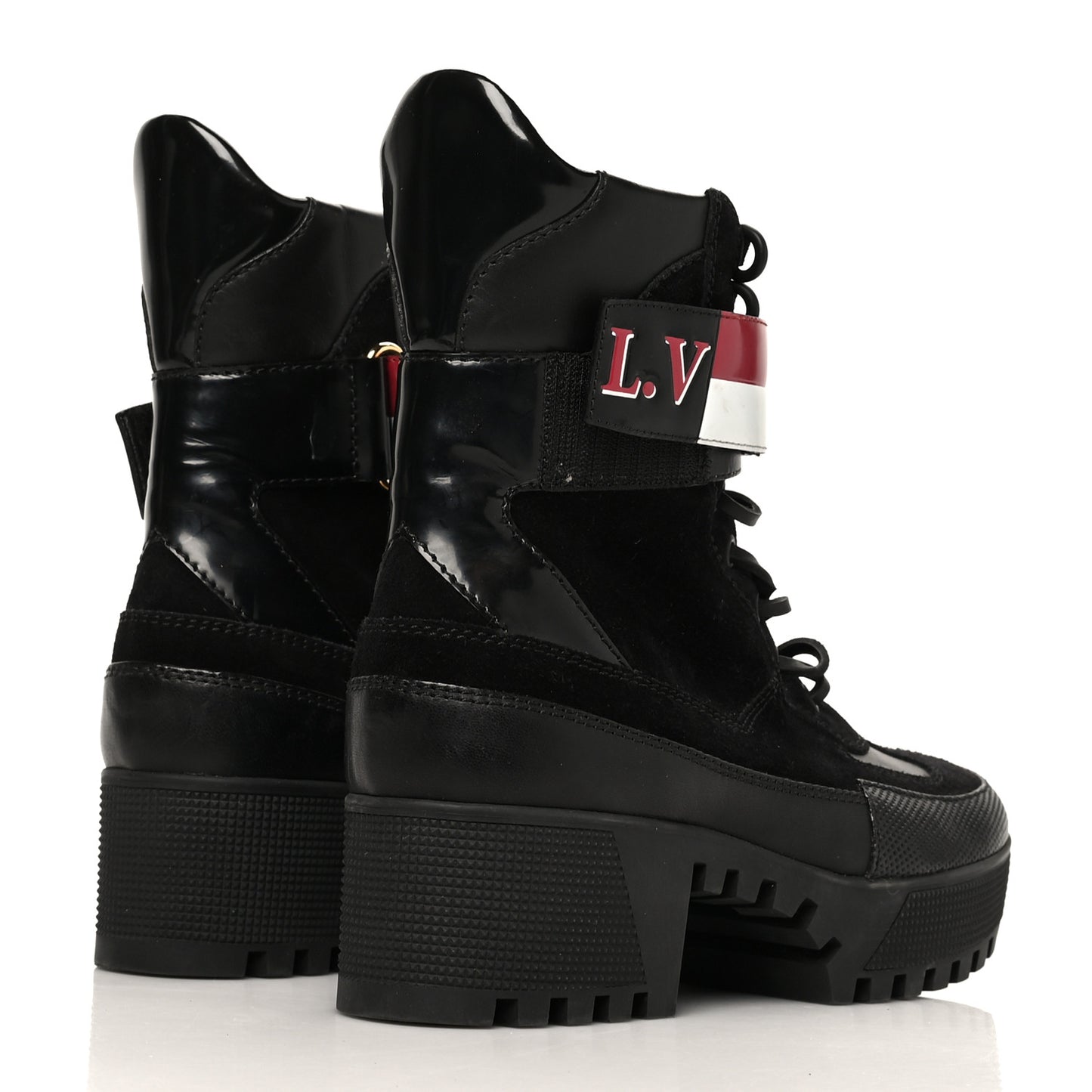 Suede Calfskin Laureate Platform Desert Boots 38 Black