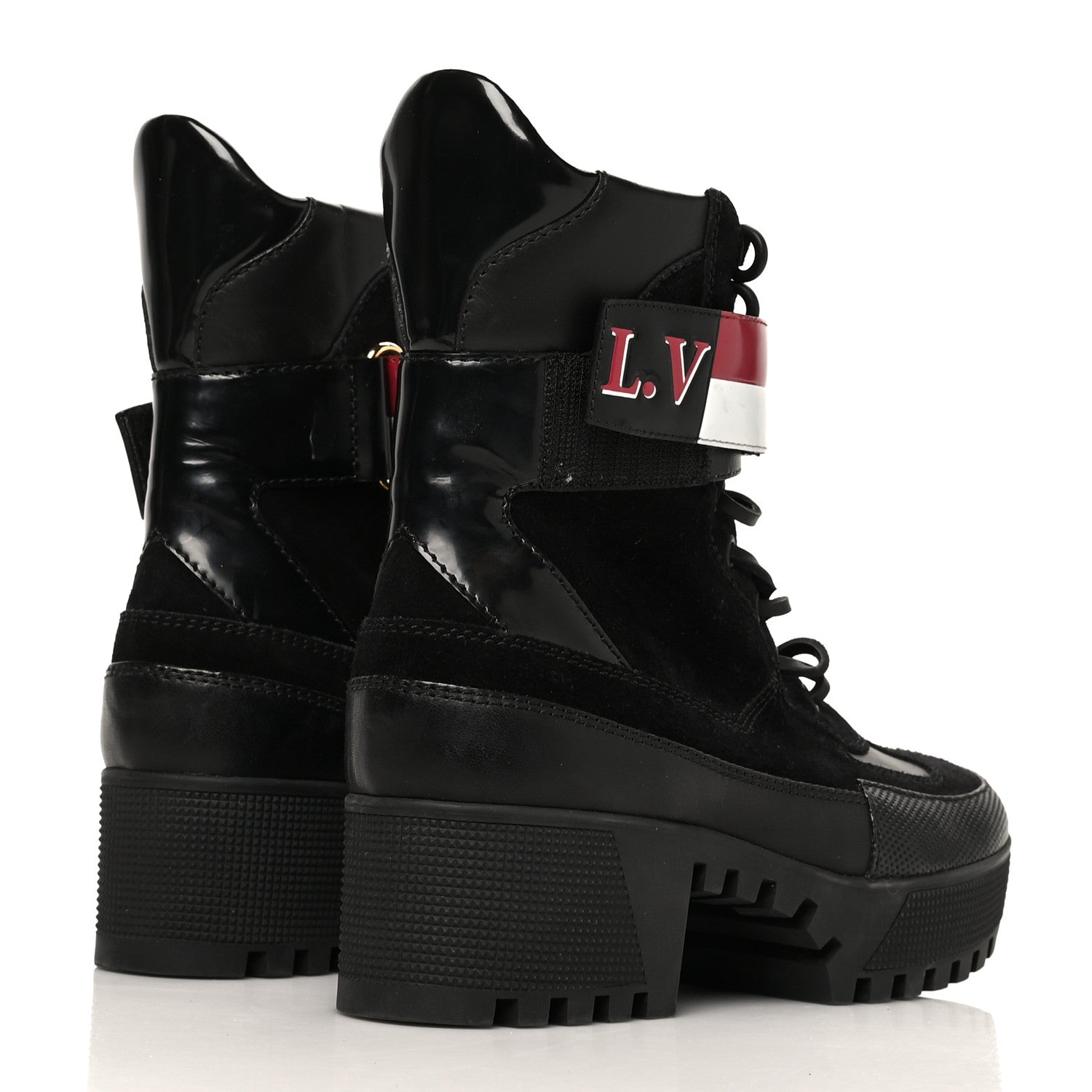 Louis Vuitton Suede Calfskin Laureate Platform Desert Boots 38 Black 4 of 7