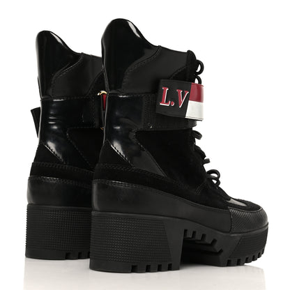 Louis Vuitton Suede Calfskin Laureate Platform Desert Boots 38 Black 4 of 7