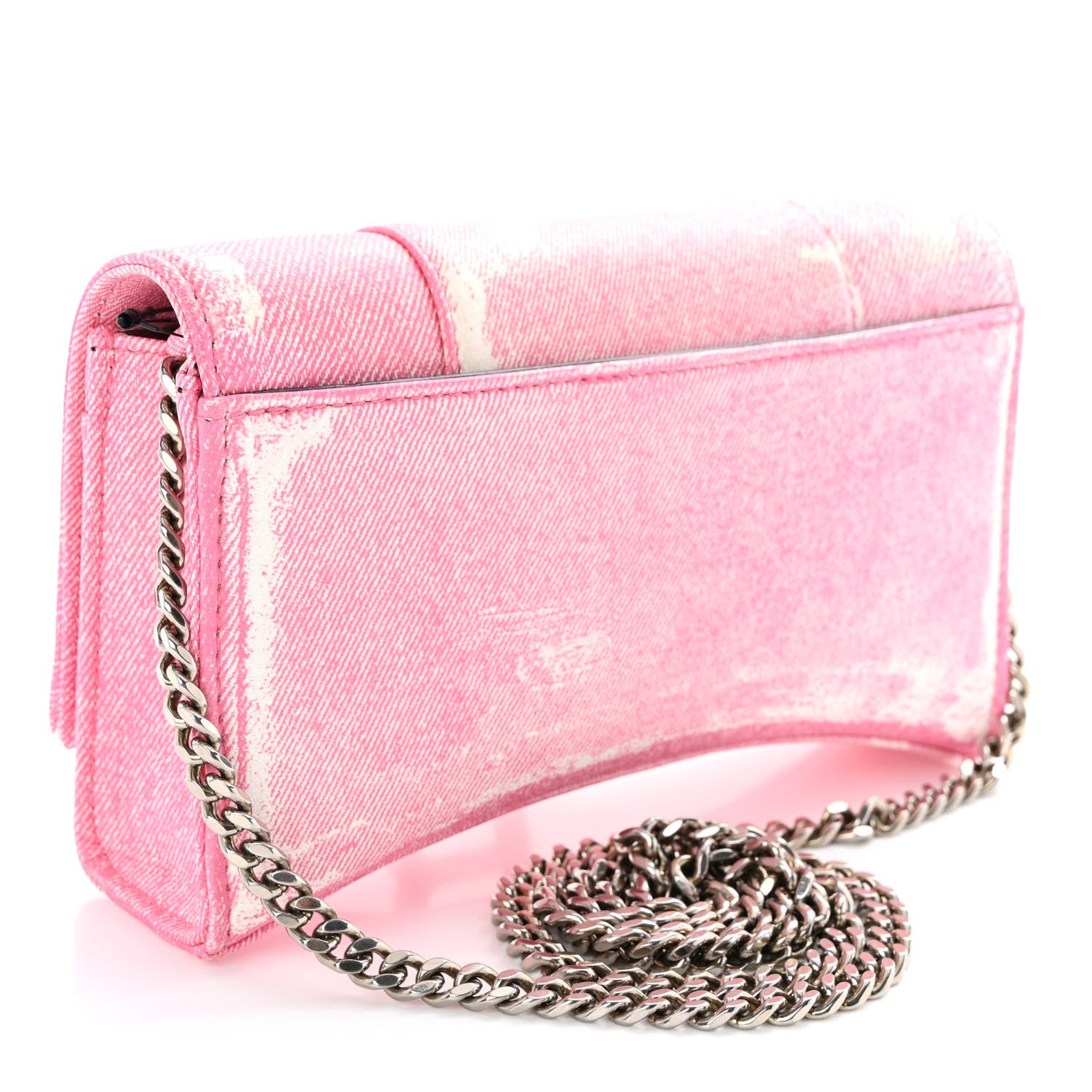 Balenciaga Nappa Denim Printed Hourglass Chain Bag Denim Pink 3 of 9