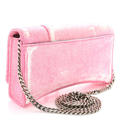 Balenciaga Nappa Denim Printed Hourglass Chain Bag Denim Pink 3 of 9