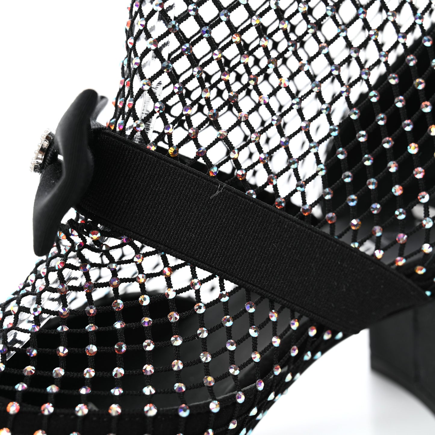 Resille Strass Kid Suede Patent Mary Jane Short Boots 38 Black