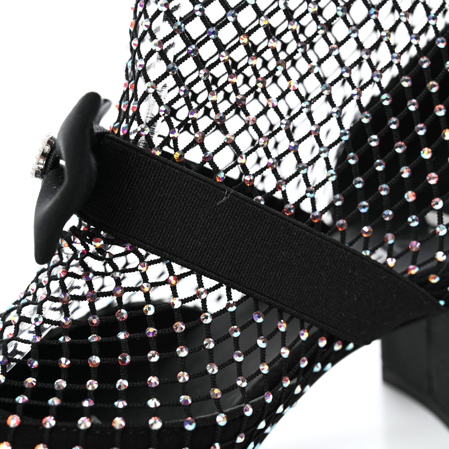 Chanel Resille Strass Kid Suede Patent Mary Jane Short Boots 38 Black 10 of 10