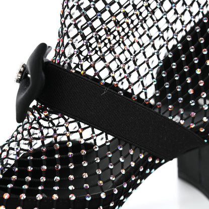 Chanel Resille Strass Kid Suede Patent Mary Jane Short Boots 38 Black 10 of 10