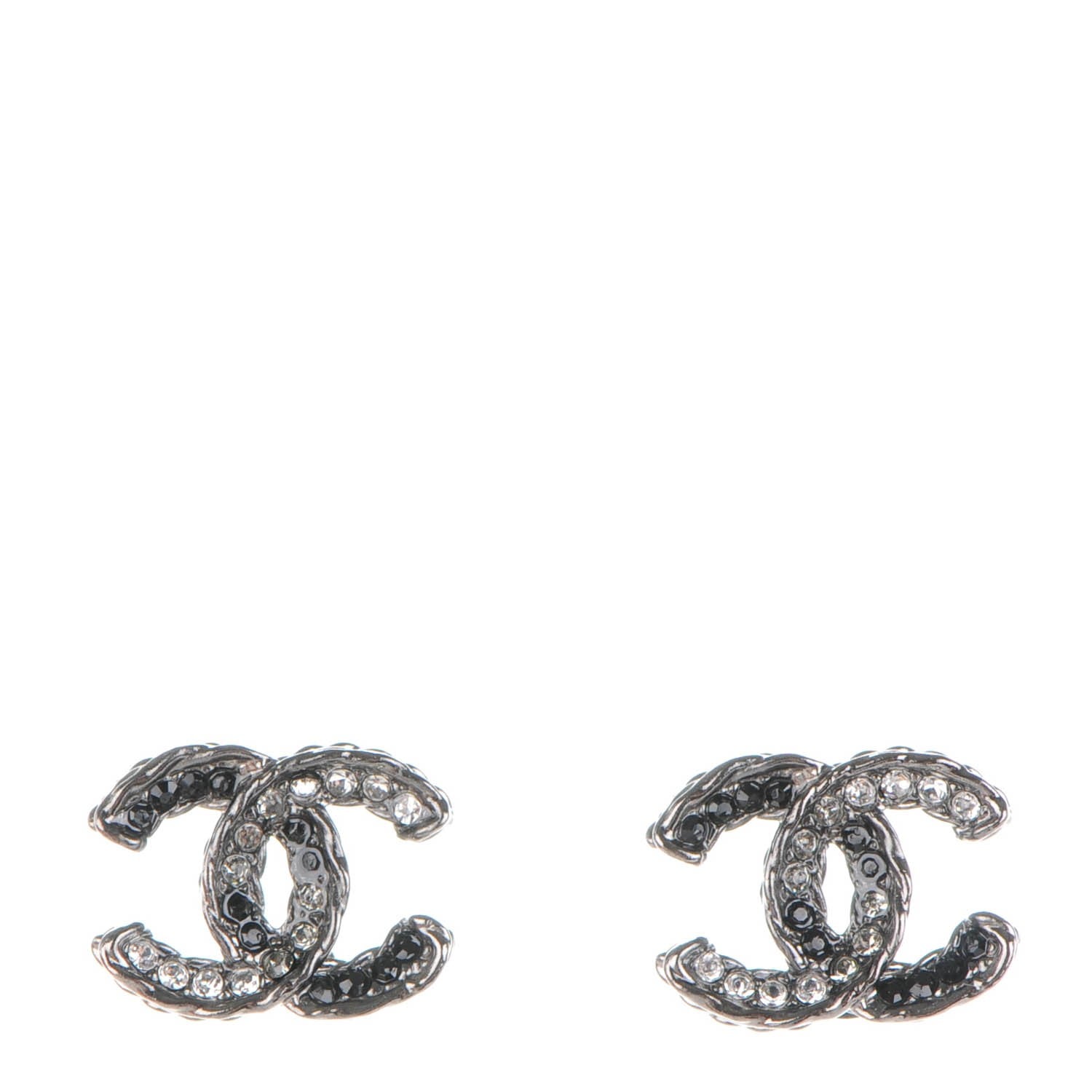 Chanel Crystal CC Earrings Ruthenium Dark Grey 1 of 5