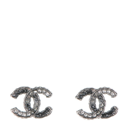 Chanel Crystal CC Earrings Ruthenium Dark Grey 1 of 5