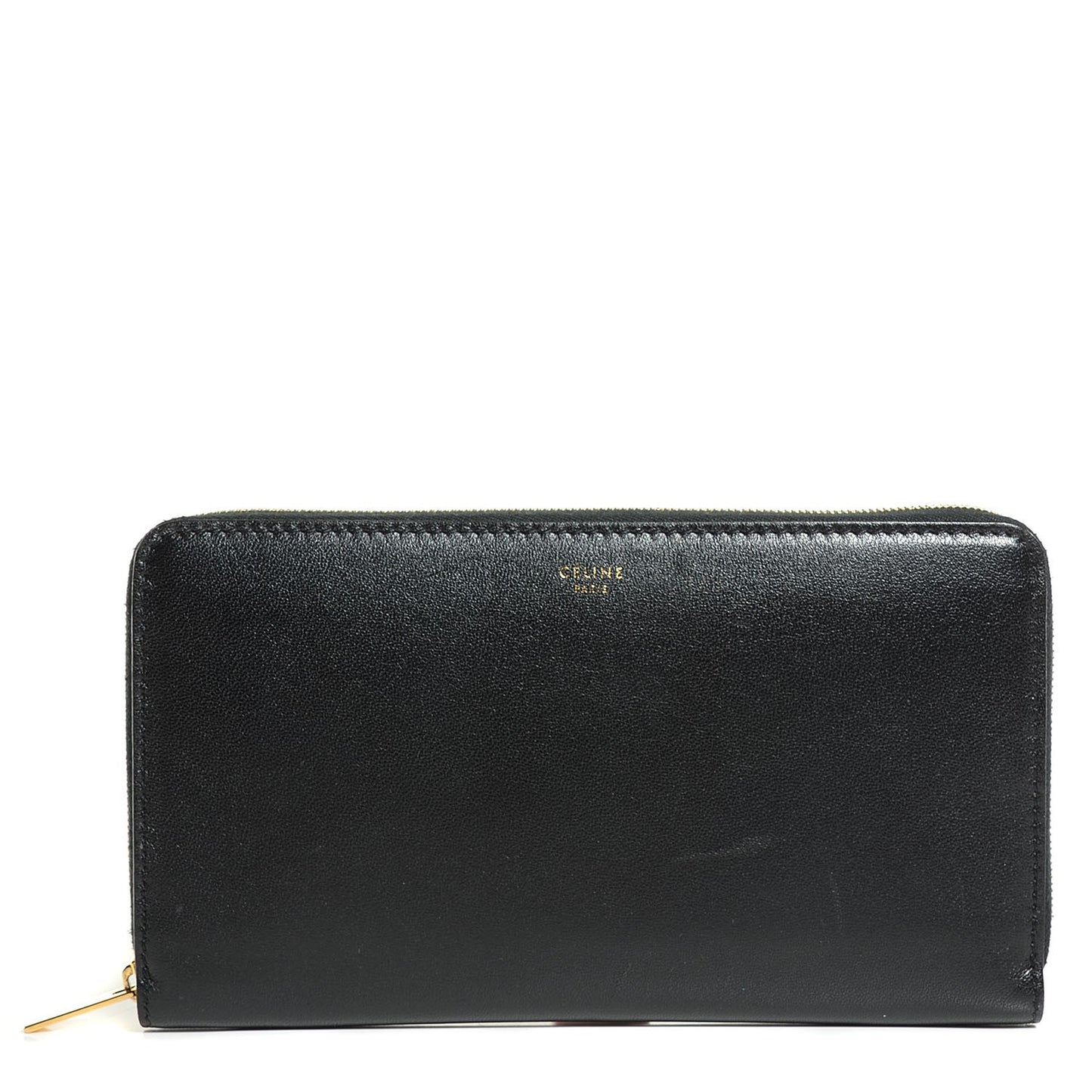 Lambskin Large Zip Around Multifunction Wallet Black