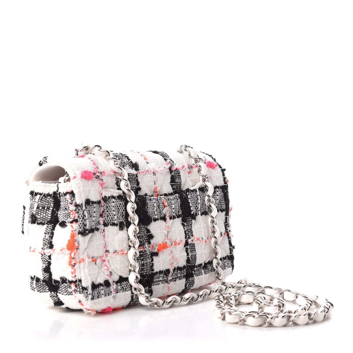 Chanel Tweed Quilted Mini Rectangular Flap Black White Pink 3 of 10