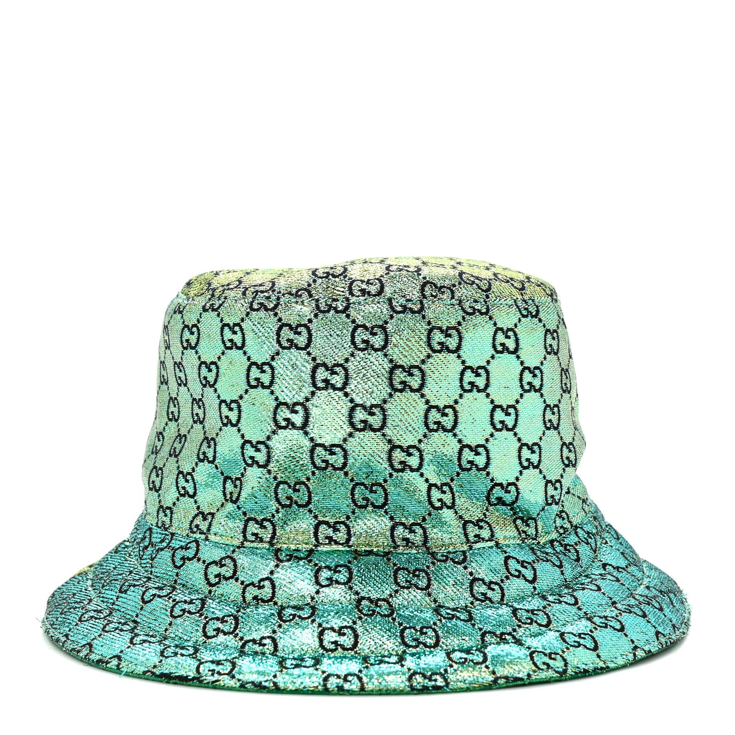 Canvas Lame GG Monogram Reversible Bucket Hat L Green