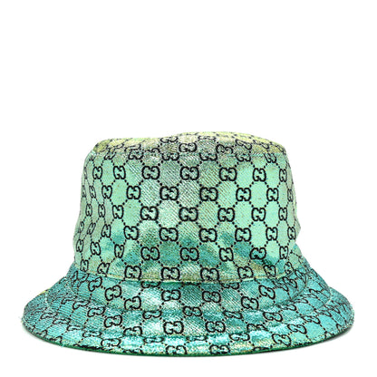 Gucci Canvas Lame GG Monogram Reversible Bucket Hat L Green 5 of 15