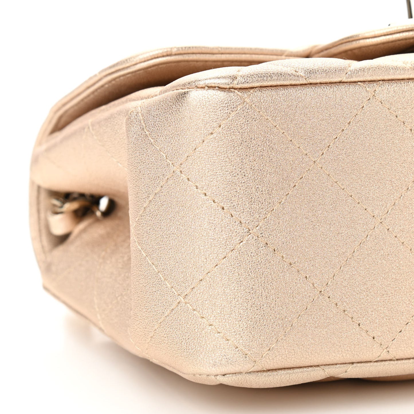 Metallic Lambskin Quilted Mini Square Flap Gold