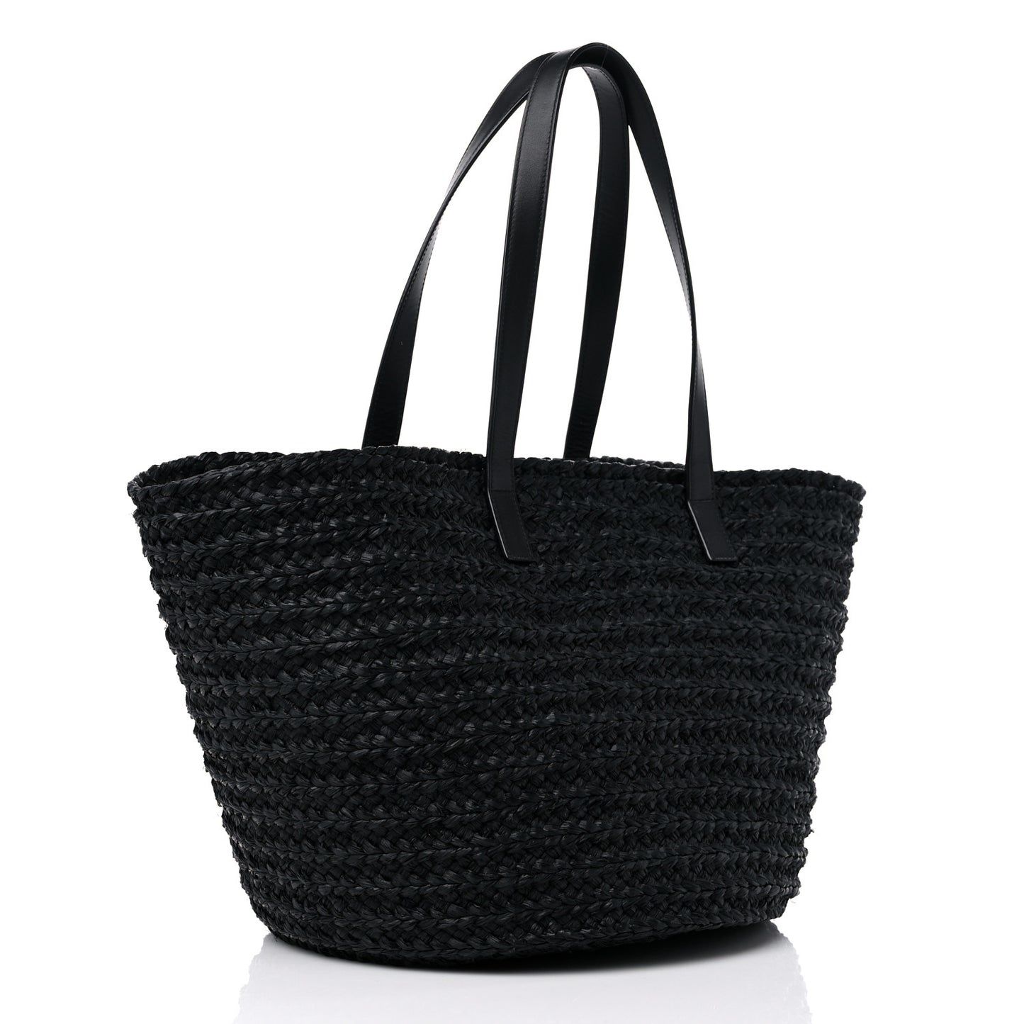 Raffia Medium Panier Bag Black