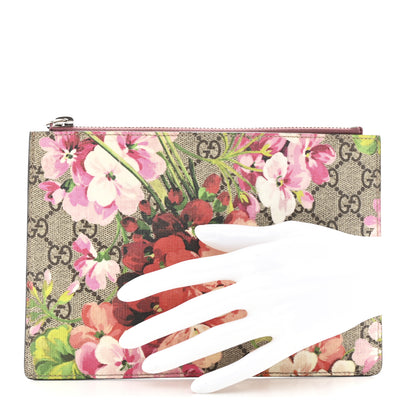 Gucci GG Supreme Monogram Blooms Small Zip Pouch Beige Multicolor Dry Rose 2 of 7