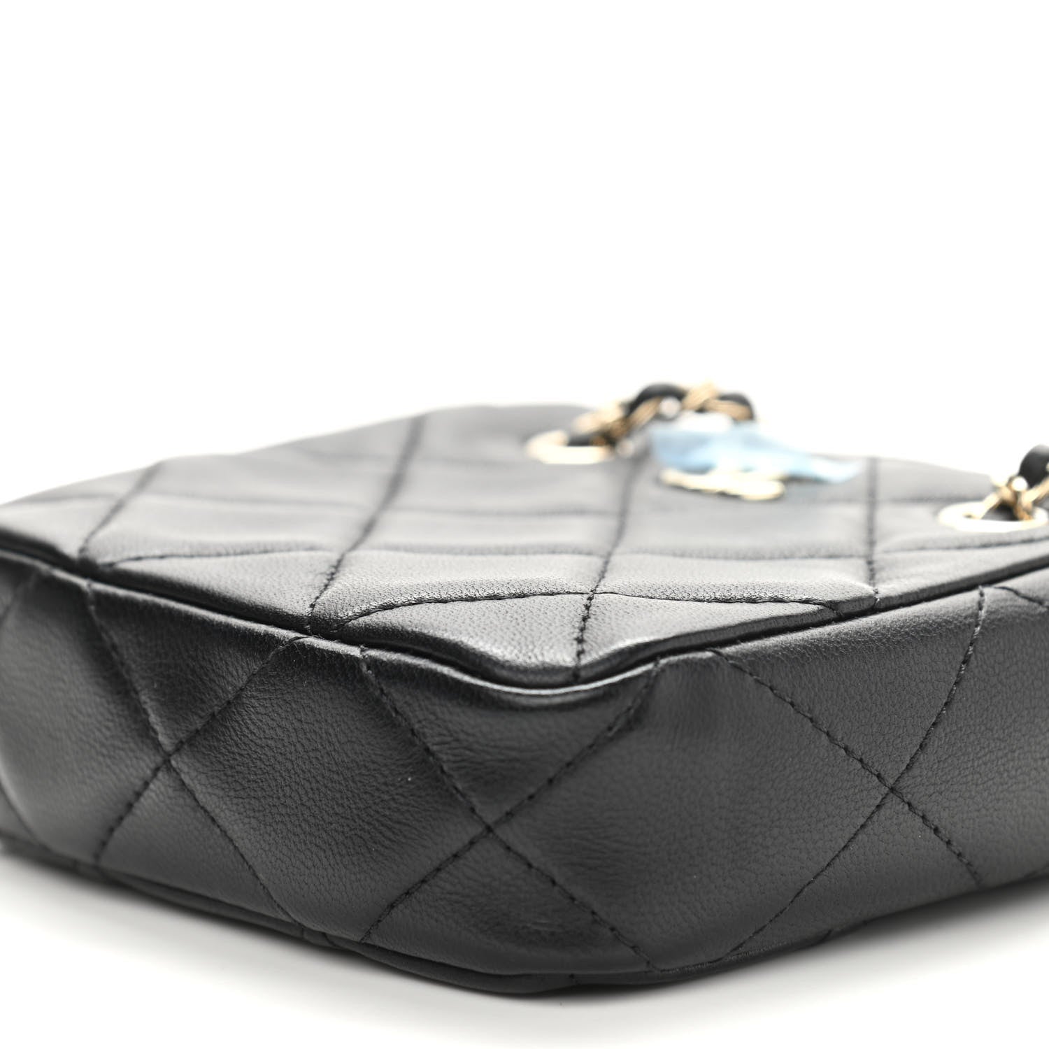 Chanel Lambskin Quilted Tiny Shopping Clutch With Chain Black 10 of 11