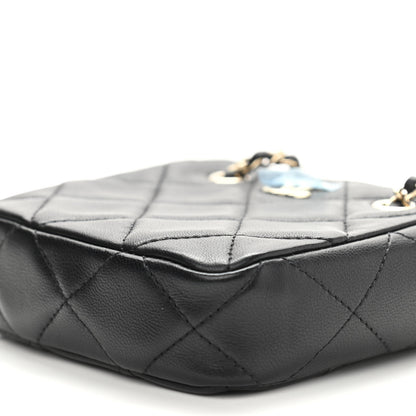 Chanel Lambskin Quilted Tiny Shopping Clutch With Chain Black 10 of 11