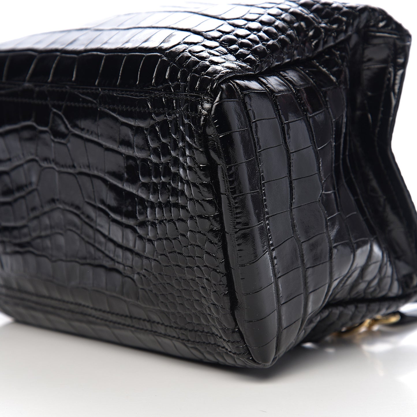 Calfskin Crocodile Embossed Small Pandora Black