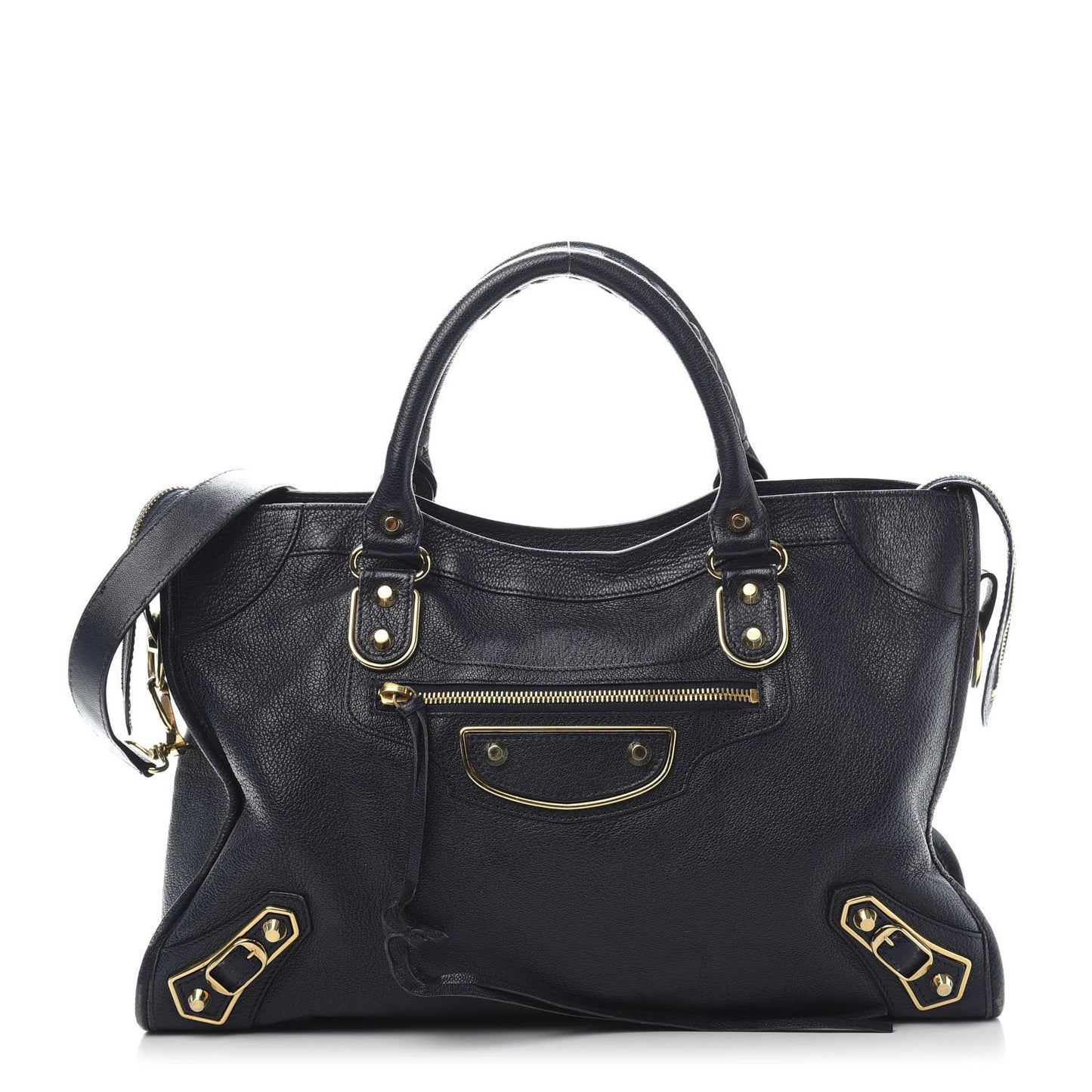 Chevre Gold Metallic Edge Hardware City Bleu Nuit Dark Sea