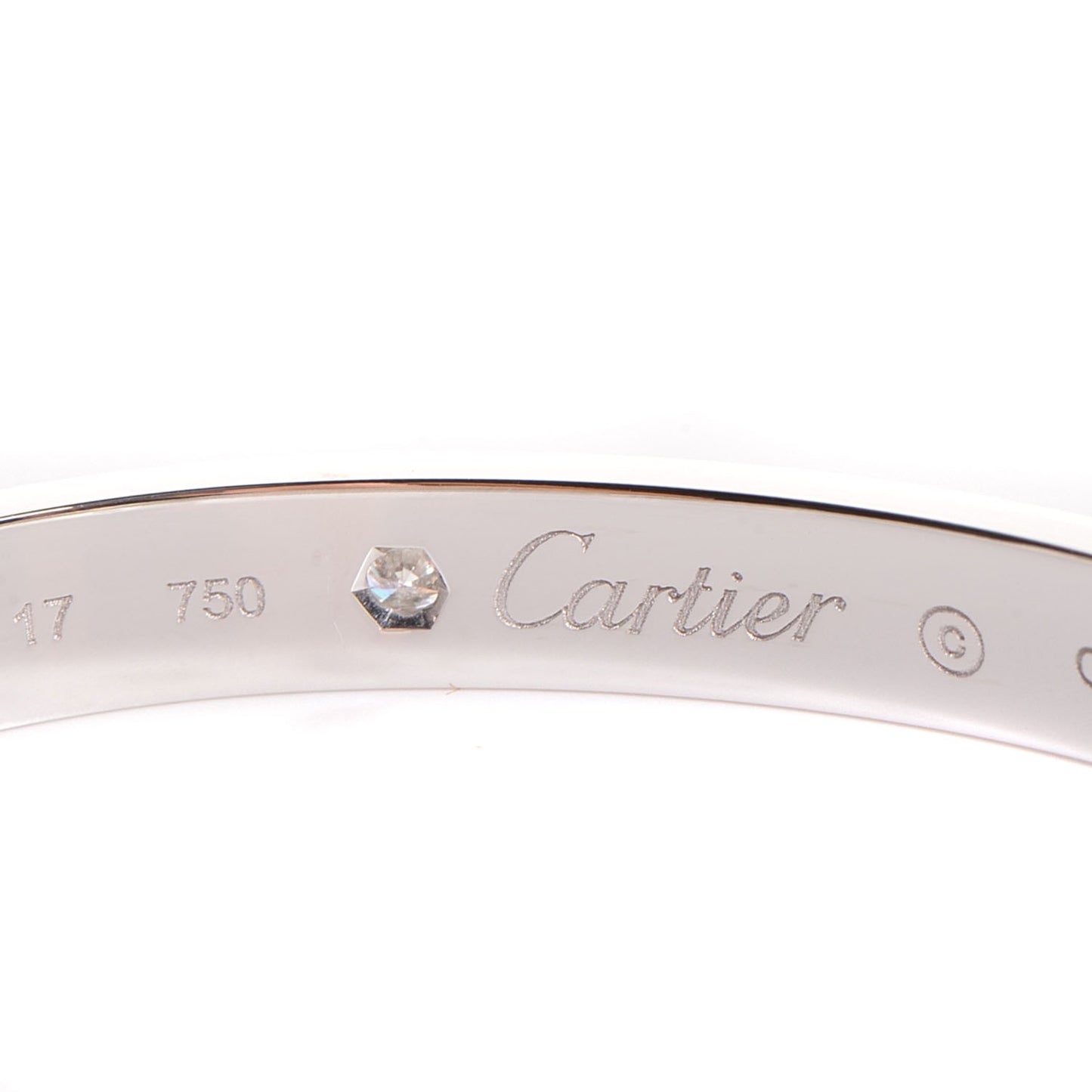18K White Gold 4 Diamond LOVE Bracelet 17