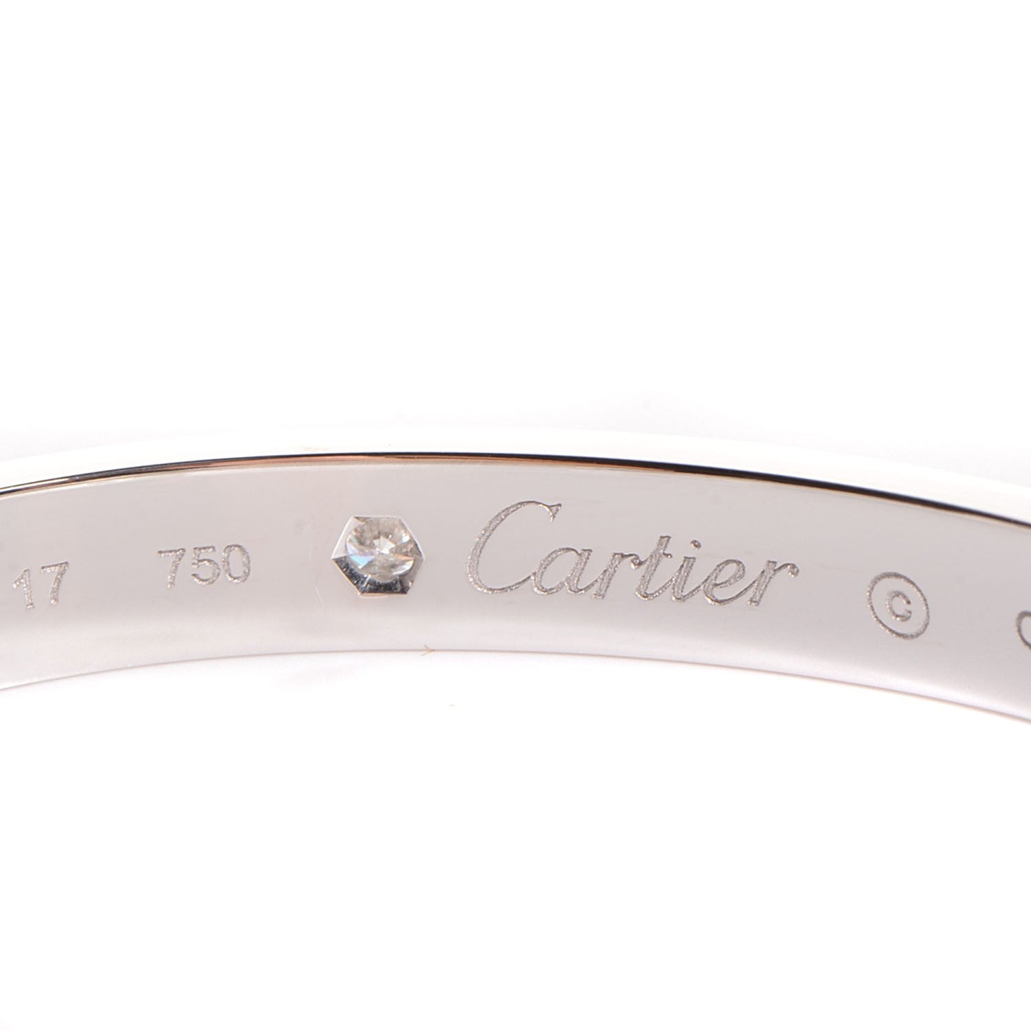 Cartier 18K White Gold 4 Diamond LOVE Bracelet 17 6 of 7