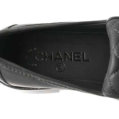 Chanel Lambskin Quilted CC Turnlock Loafers 36.5 Grey 6 of 9