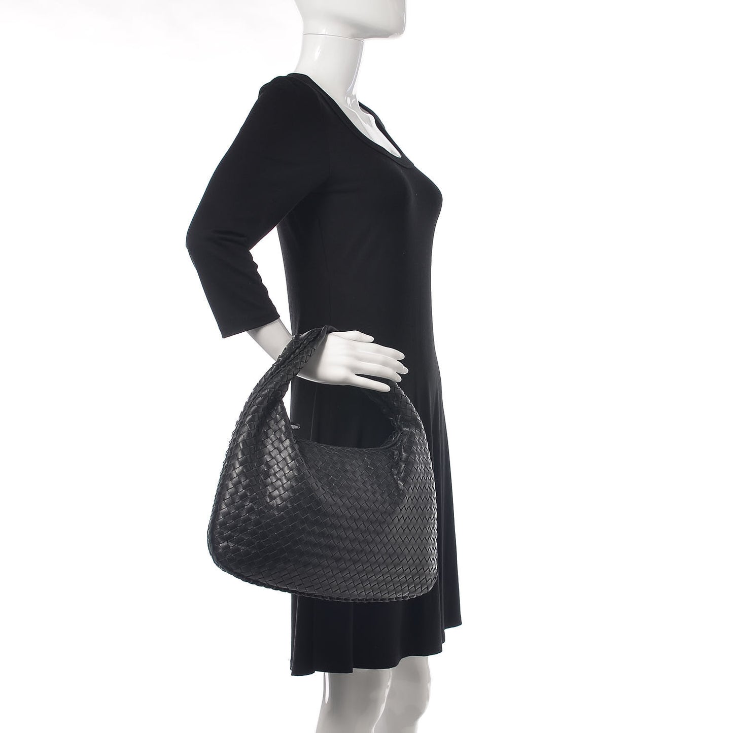 Nappa Intrecciato Small Veneta Hobo Black