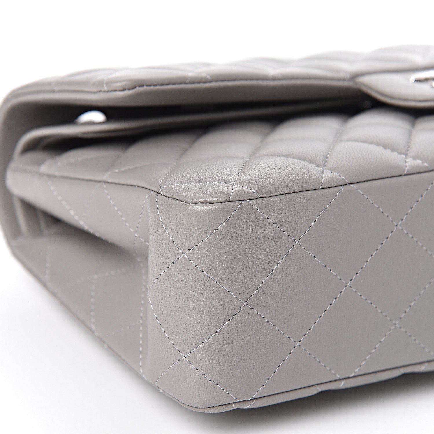 Chanel Lambskin Quilted Medium Double Flap Grey 8 of 10