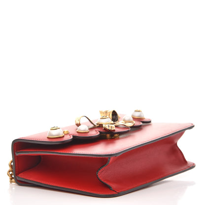 Gucci Calfskin Peony Small Chain Shoulder Bag Hibiscus Red 5 of 8