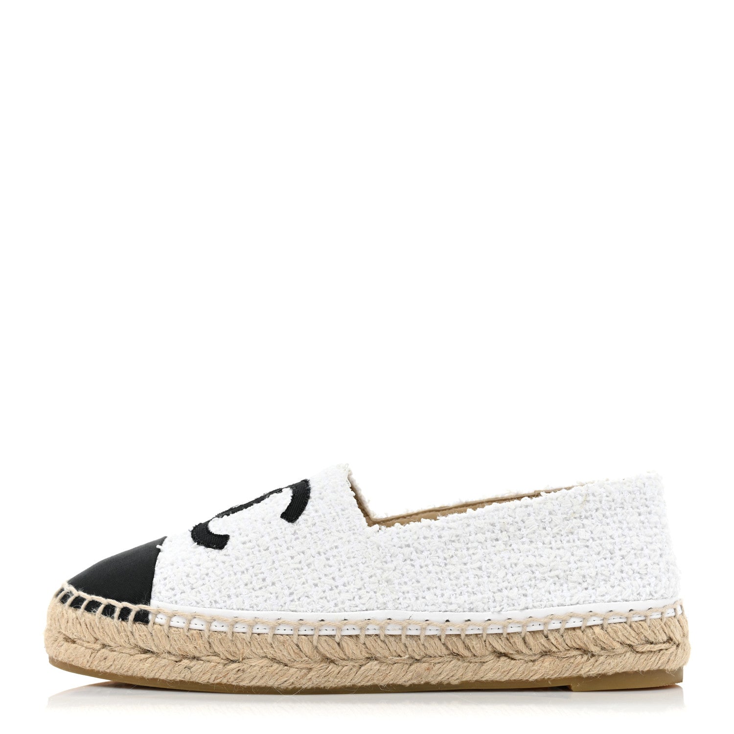 Chanel Tweed Grosgrain CC Espadrilles 36 White Black 1 of 11