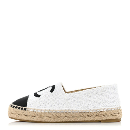 Chanel Tweed Grosgrain CC Espadrilles 36 White Black 1 of 11