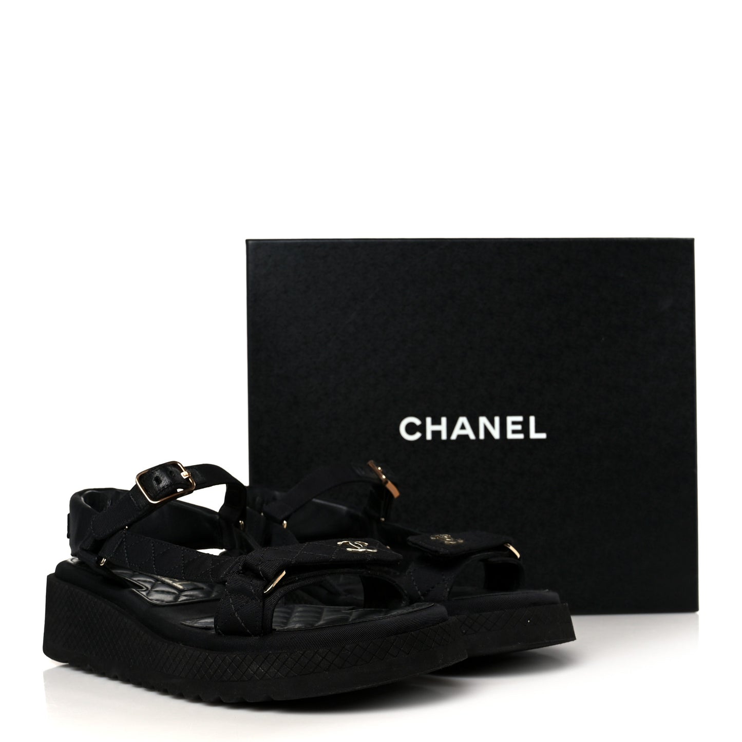 Grosgrain Logo Platform Sandals 38.5 Black