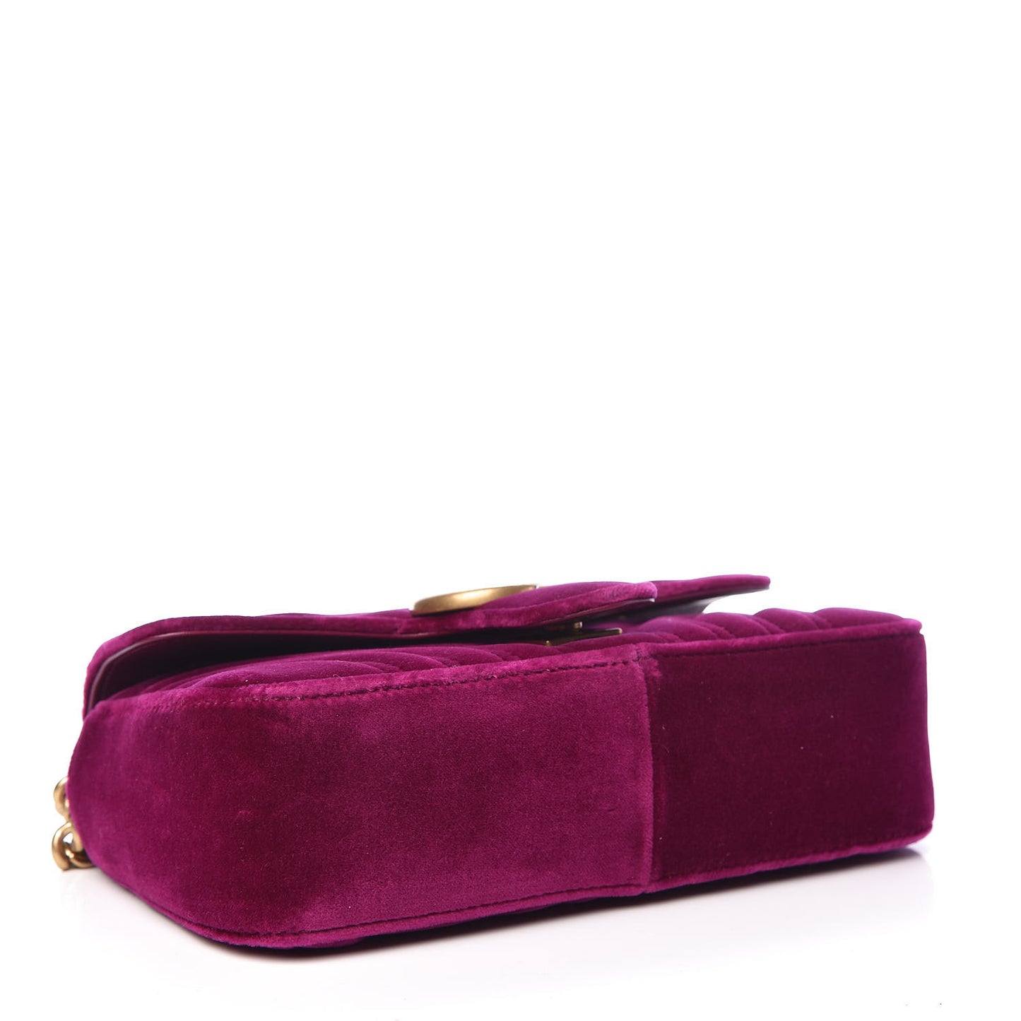 Velvet Matelasse Mini GG Marmont Shoulder Bag Fuchsia Violet Cyclamen