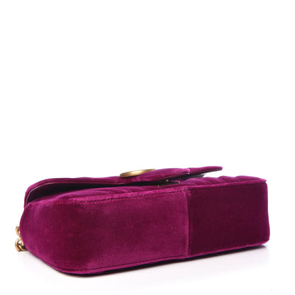 Gucci Velvet Matelasse Mini GG Marmont Shoulder Bag Fuchsia Violet Cyclamen 5 of 11