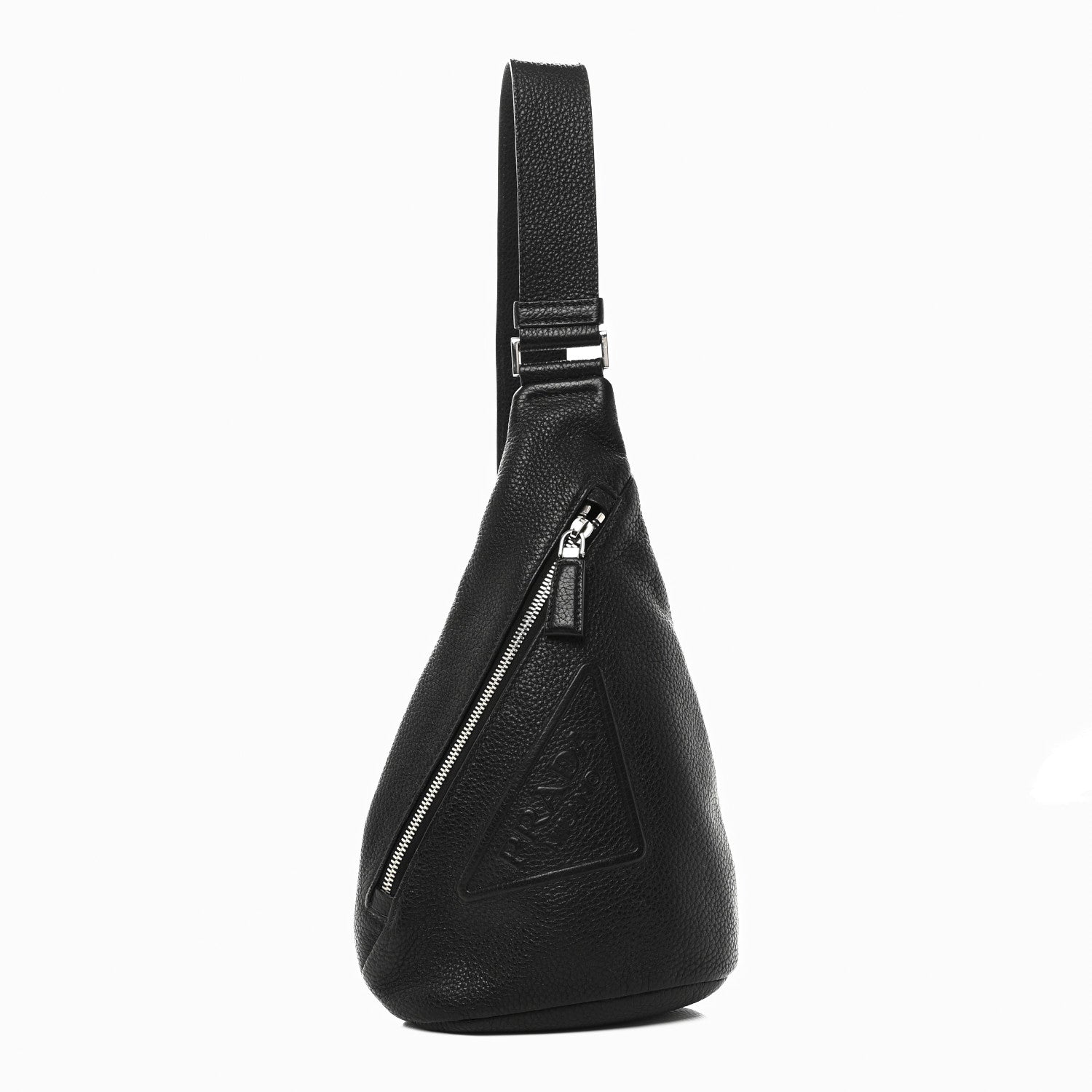 Prada Vitello Daino Logo Embossed Cross Sling Backpack Black 1 of 9