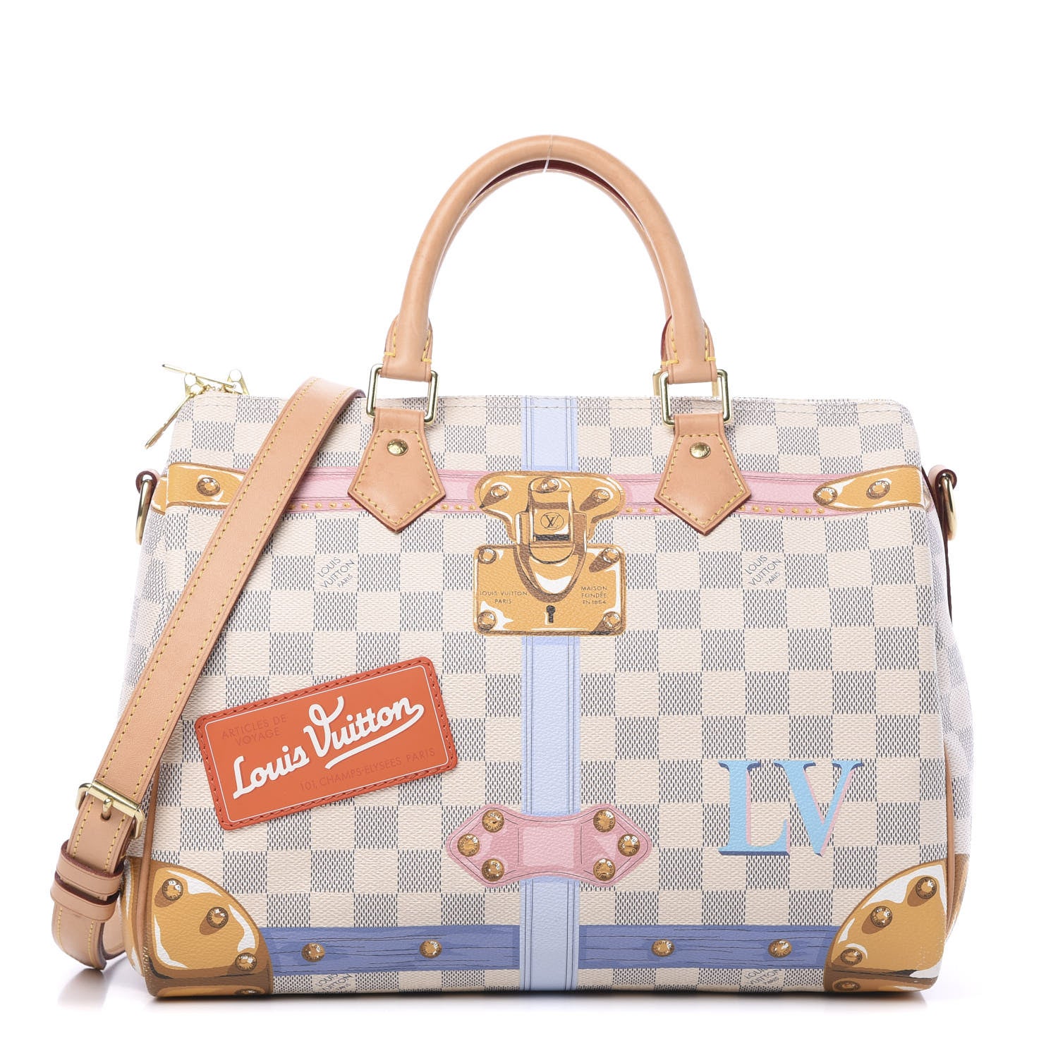 Louis Vuitton Damier Azur Summer Trunks Speedy Bandouliere 30 1 of 14