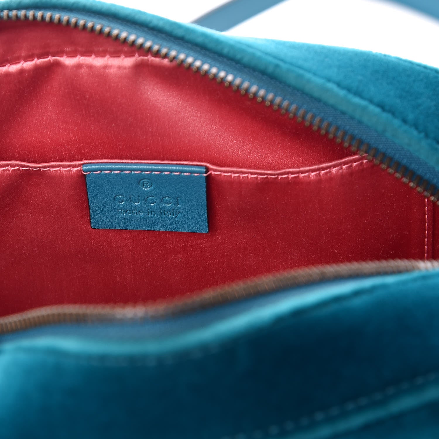 Gucci Velvet Matelasse Small GG Marmont Chain Shoulder Bag Pavone Cyan 6 of 10