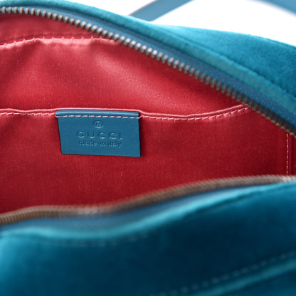 Gucci Velvet Matelasse Small GG Marmont Chain Shoulder Bag Pavone Cyan 6 of 10