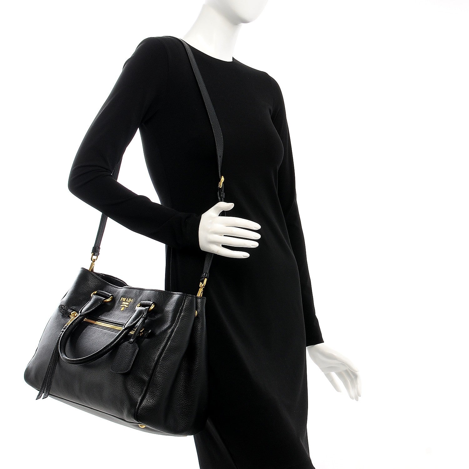 Prada Vitello Daino Tote Nero Black 2 of 9