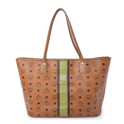 MCM Visetos Crocodile Embossed Medium Liz Shopper Tote Cognac 1 of 11