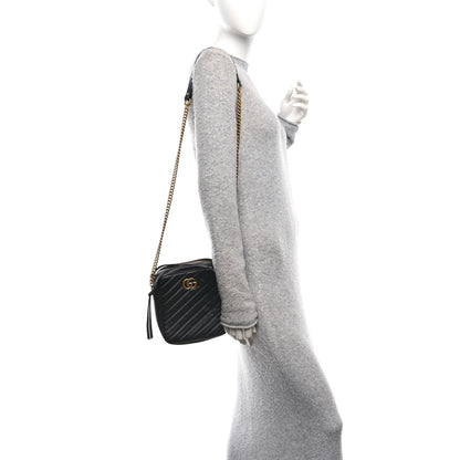 Gucci Azalea Calfskin Matelasse Diagonal Tall GG Marmont Crossbody Bag Black 2 of 11