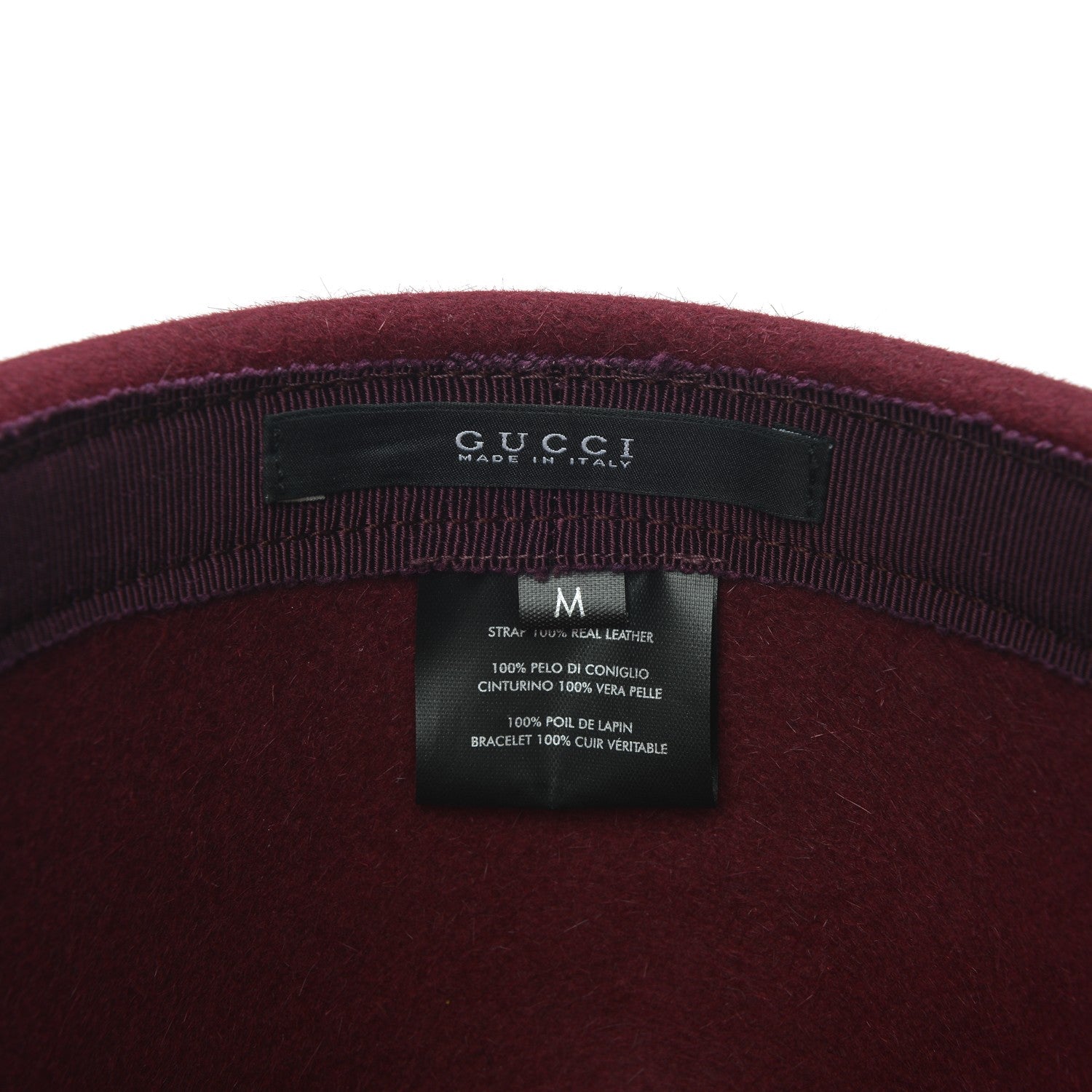 Gucci Felt Horsebit Fedora Hat M Burgundy 6 of 6