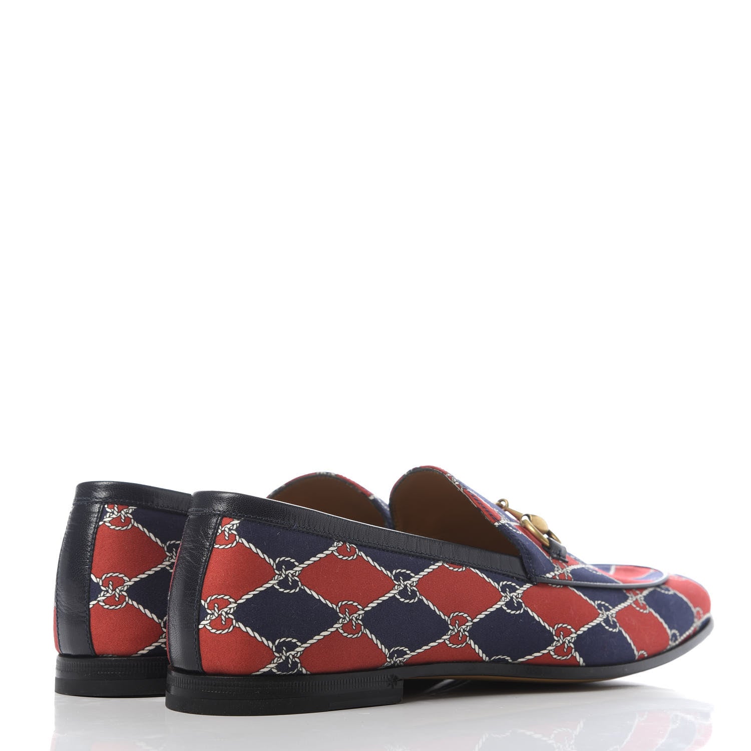 Gucci Mini GG Rhombus Chain Horsebit Mens Jordaan Loafers 6.5 Royal Bleuett Red 4 of 9
