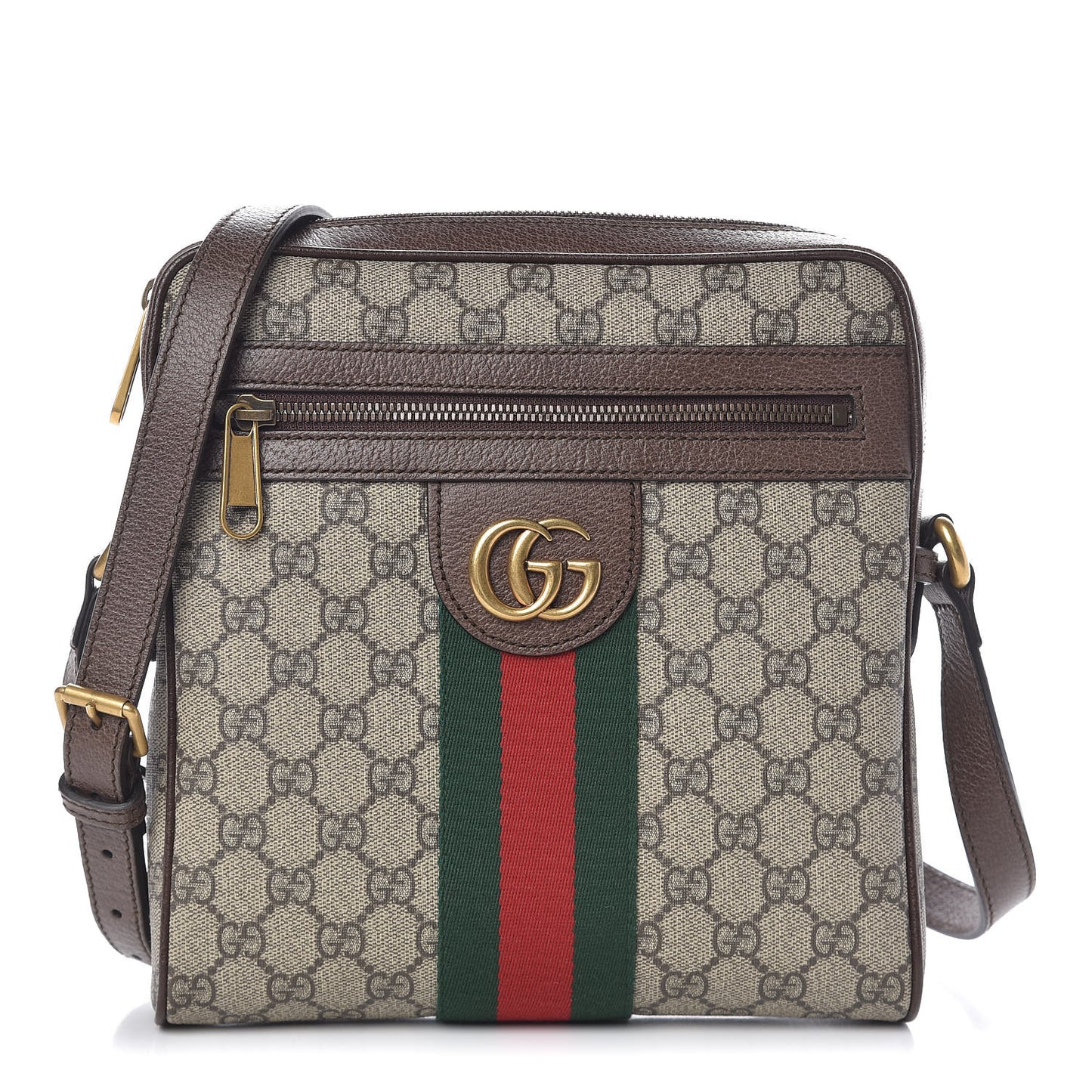 GG Supreme Monogram Web Small Ophidia Messenger Bag Brown
