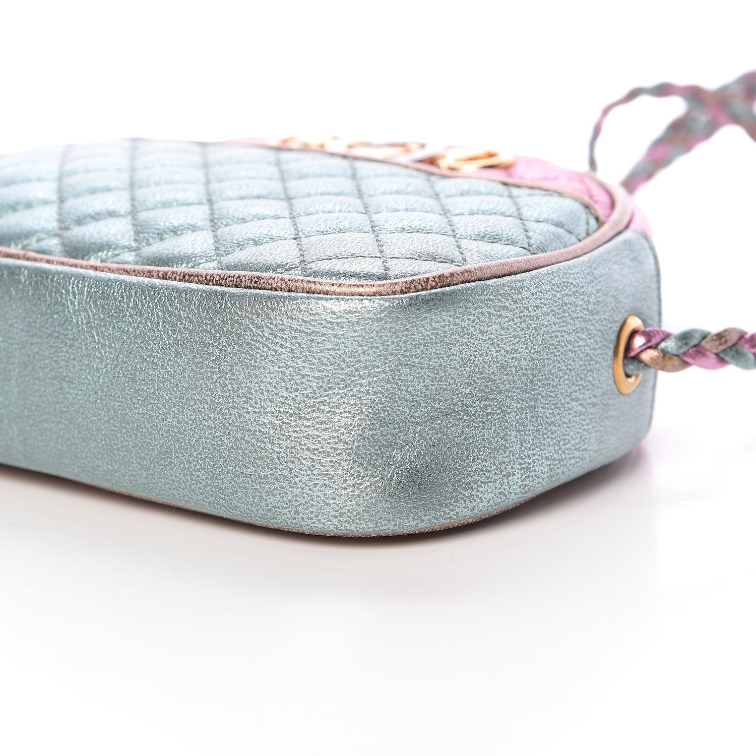 Gucci Laminated Nappa Trapuntata Mini Zumi Dome Shoulder Bag Rosa Lago Rame 9 of 10