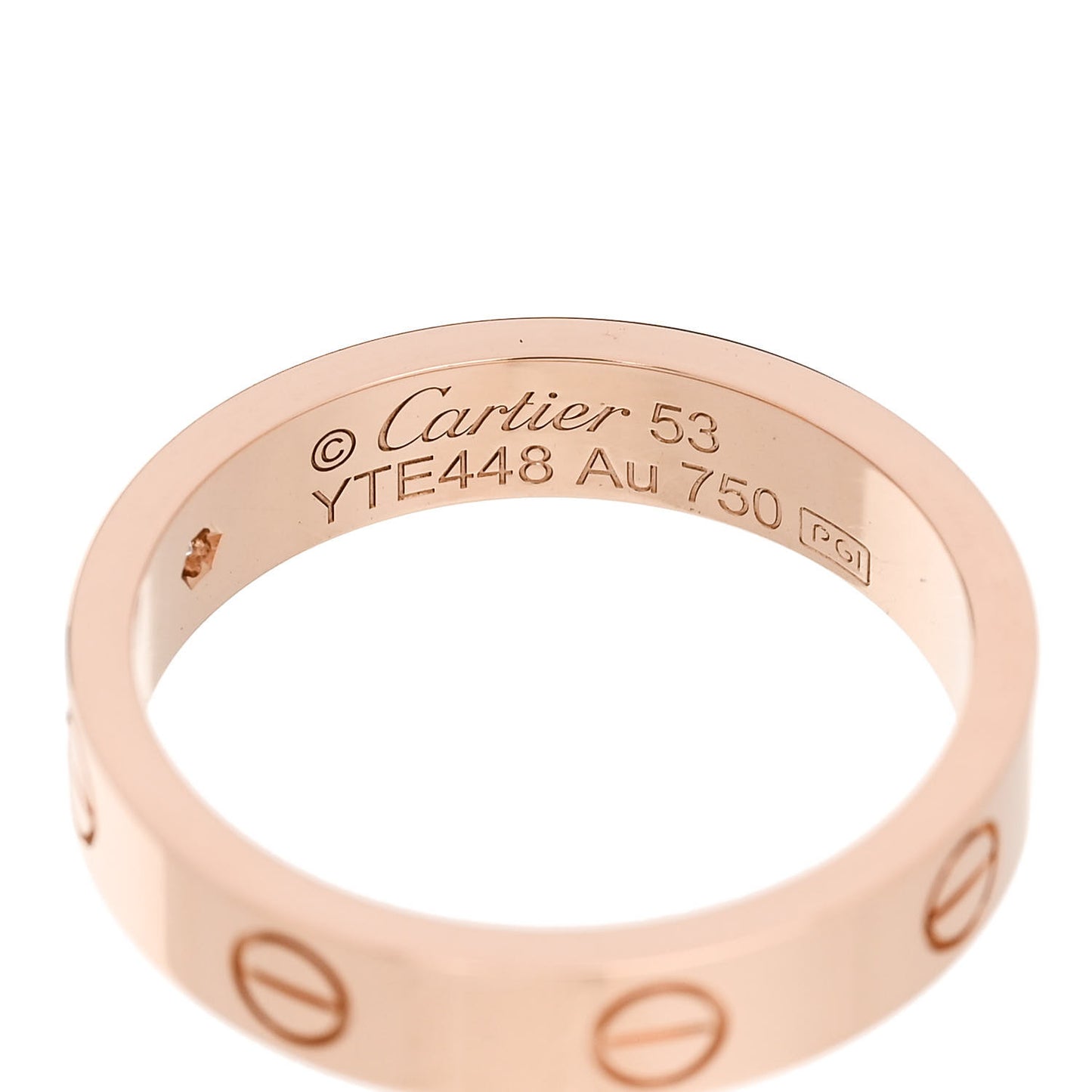 18K Pink Gold Diamond 4mm LOVE Wedding Band Ring 53 6.5