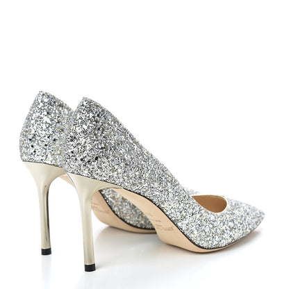 Jimmy Choo Glitter Pointy Toe Romy 85 Pumps 36.5 Champagne 4 of 10