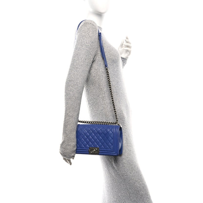 Chanel Calfskin Quilted Medium Boy Flap Blue 2 of 16