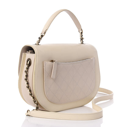 Chanel Shiny Calfskin Goatskin Quilted Medium Coco Curve Messenger Flap White 2 of 8