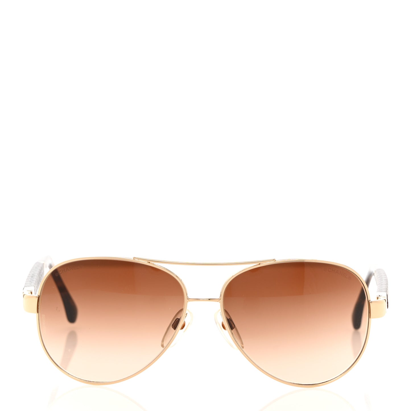 Lambskin Quilted CC Aviator Sunglasses 4195-Q Brown Gold